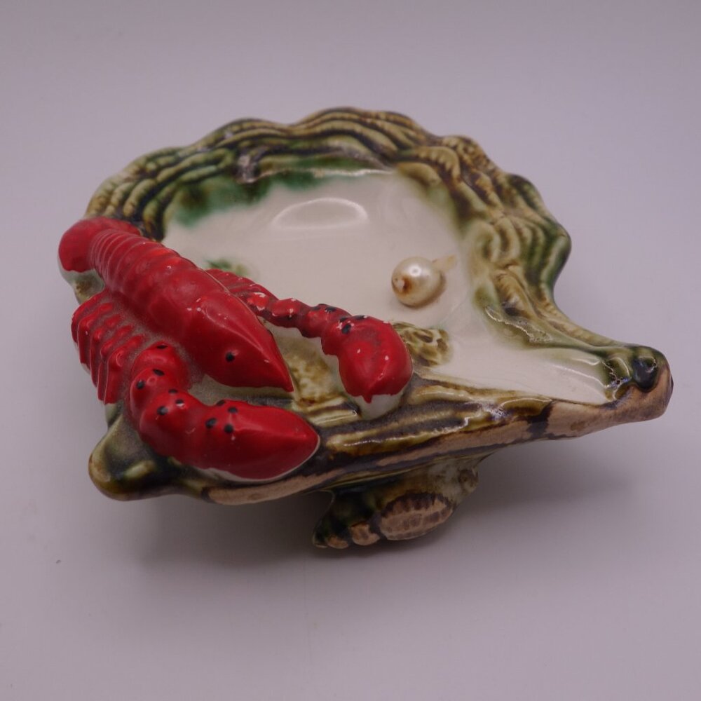 Japan Ceramic Lobster Faux Pearl Ash Tray